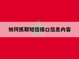 如何抓取短信接口信息内容