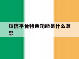 短信平台特色功能是什么意思