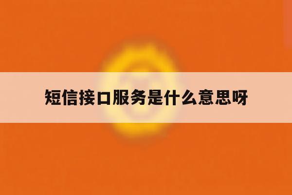 短信接口服务是什么意思呀 短信接口服务是什么意思呀