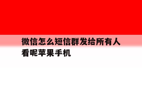 微信怎么短信群发给所有人看呢苹果手机的简单介绍 微信怎么短信群发给所有人看呢苹果手机的简单介绍