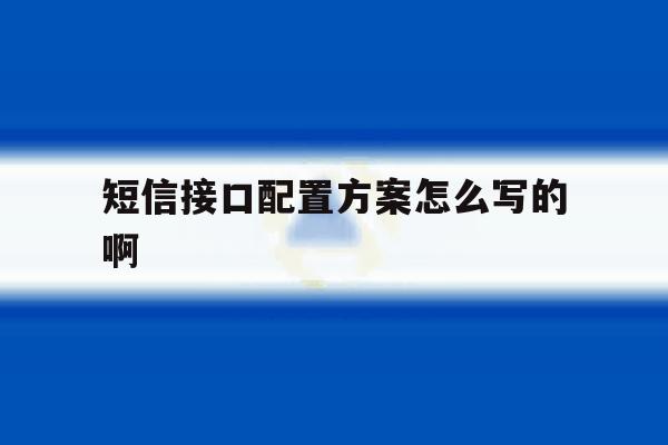 短信接口配置方案怎么写的啊 短信接口配置方案怎么写的啊