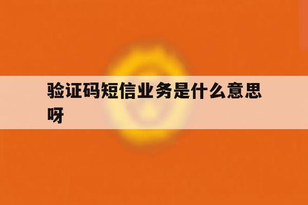 验证码短信业务是什么意思呀 验证码短信业务是什么意思呀